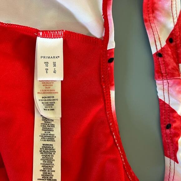 Primark womens one piece bathing suit red print size 6 - Picture 3 of 4